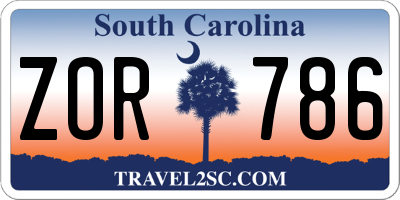 SC license plate ZOR786