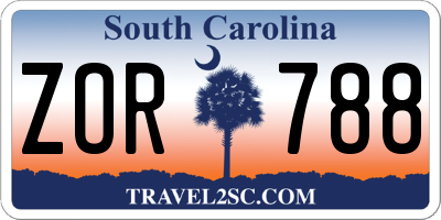 SC license plate ZOR788