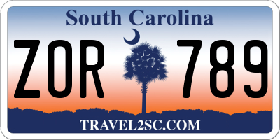 SC license plate ZOR789
