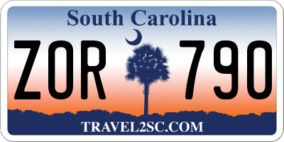 SC license plate ZOR790