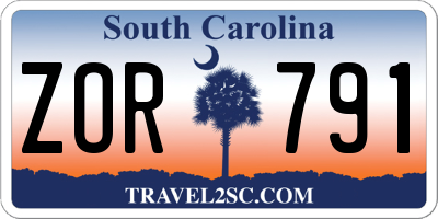 SC license plate ZOR791