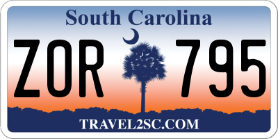 SC license plate ZOR795