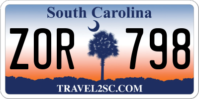 SC license plate ZOR798