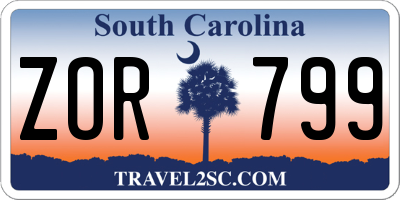 SC license plate ZOR799