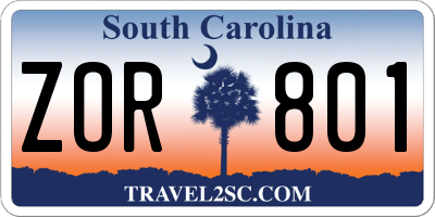 SC license plate ZOR801