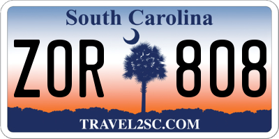 SC license plate ZOR808
