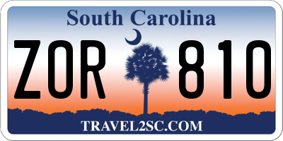SC license plate ZOR810