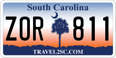 SC license plate ZOR811