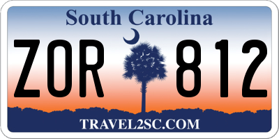 SC license plate ZOR812