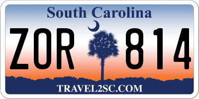 SC license plate ZOR814