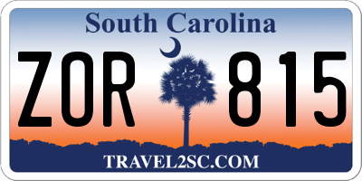 SC license plate ZOR815