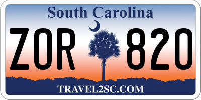 SC license plate ZOR820