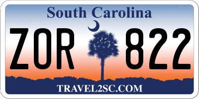 SC license plate ZOR822