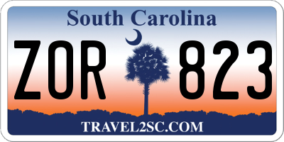SC license plate ZOR823
