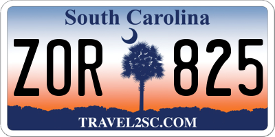 SC license plate ZOR825