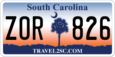 SC license plate ZOR826