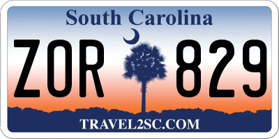 SC license plate ZOR829