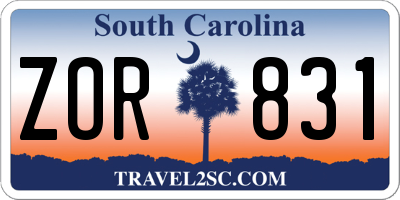 SC license plate ZOR831