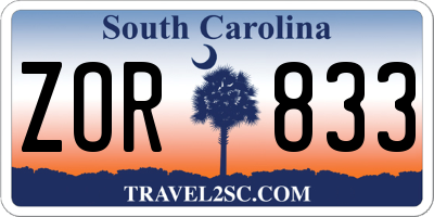 SC license plate ZOR833