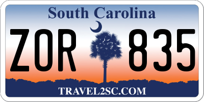 SC license plate ZOR835