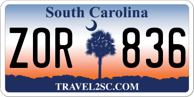 SC license plate ZOR836
