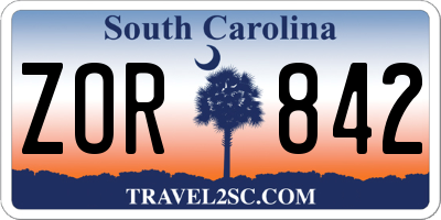 SC license plate ZOR842