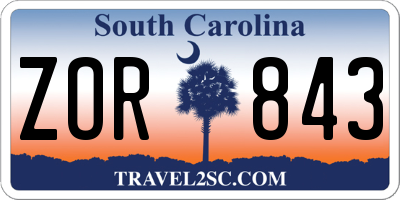 SC license plate ZOR843