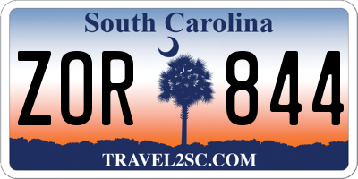 SC license plate ZOR844