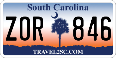 SC license plate ZOR846