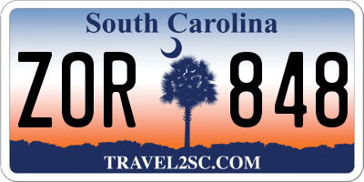 SC license plate ZOR848