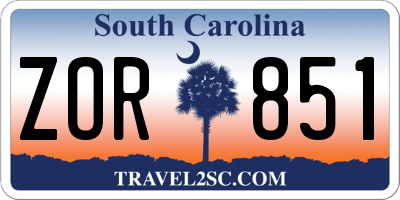 SC license plate ZOR851