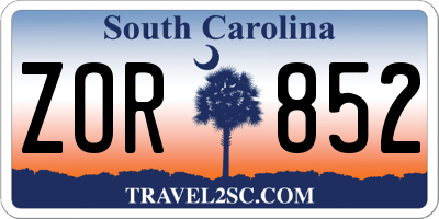 SC license plate ZOR852