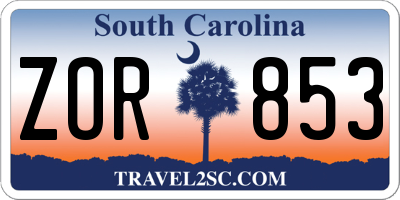 SC license plate ZOR853