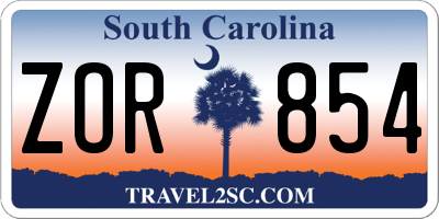 SC license plate ZOR854