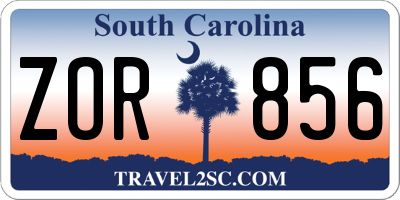 SC license plate ZOR856