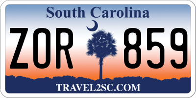 SC license plate ZOR859