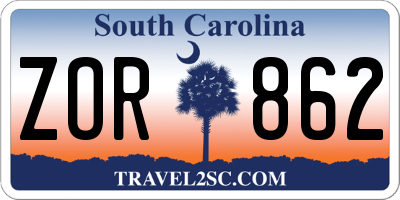SC license plate ZOR862