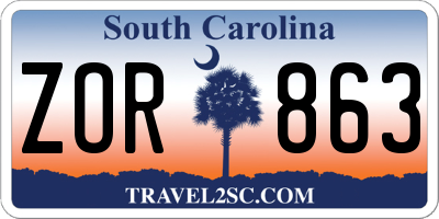 SC license plate ZOR863