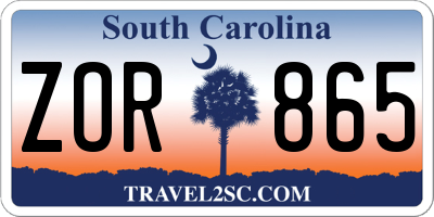 SC license plate ZOR865