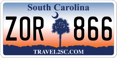 SC license plate ZOR866
