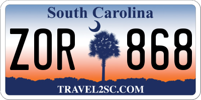 SC license plate ZOR868