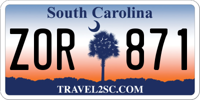 SC license plate ZOR871