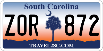 SC license plate ZOR872