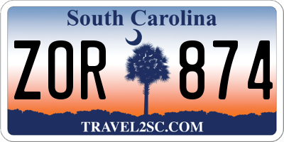SC license plate ZOR874