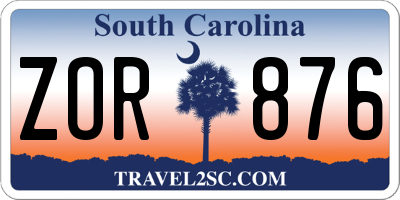 SC license plate ZOR876