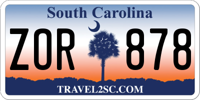 SC license plate ZOR878