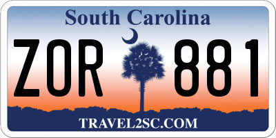 SC license plate ZOR881
