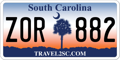 SC license plate ZOR882