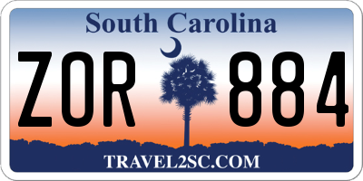 SC license plate ZOR884