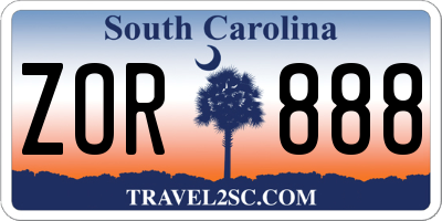 SC license plate ZOR888